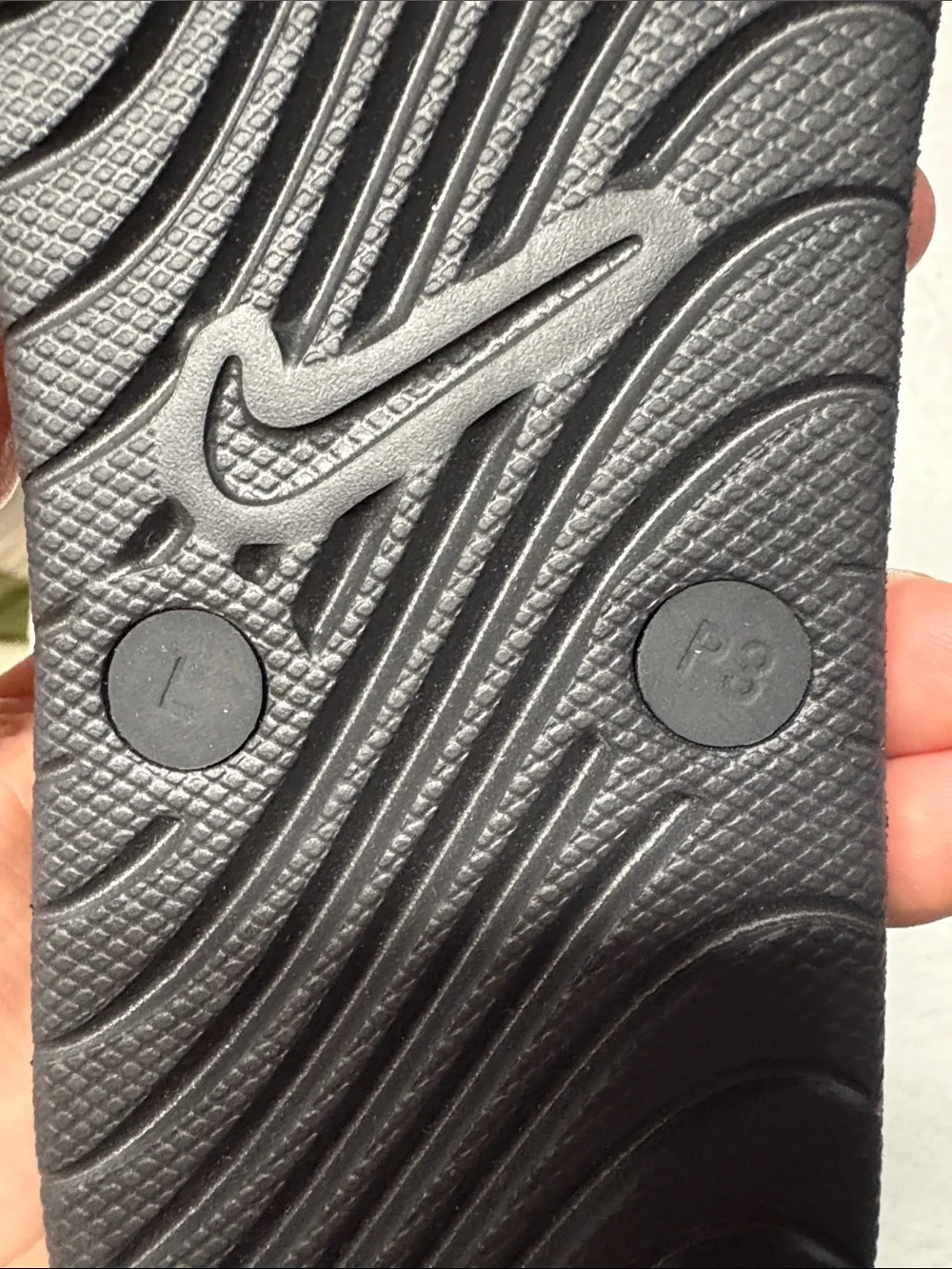 Nike size 3 All-Black Textured Thong Sandals